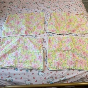 4 Lilly Pulitzer Pink Yellow Queen Orchid Flower Print Pillowcases Standard Sham